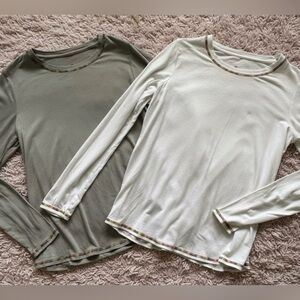 Laurie Felt 2 Pajama Long Sleeve Lightweight Gray and White Top Size XS